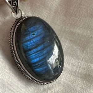Artisan Handcrafted Jewelry Bezel Labradorite Pendant Blue and Green Flash #231